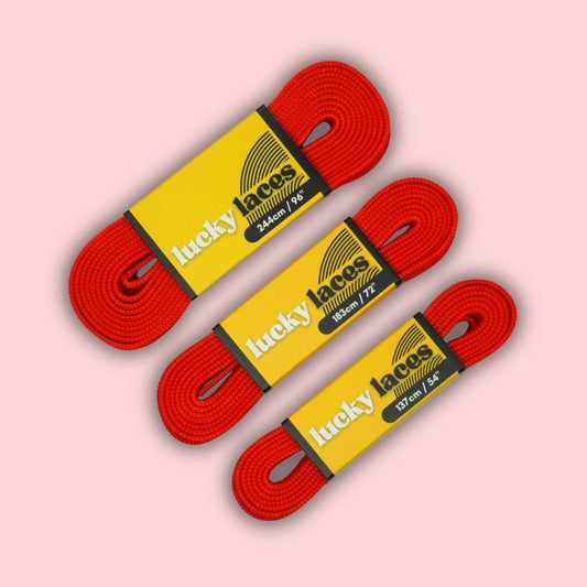Lucky Laces Danger Red Waxed Laces 54" (137cm), 72" (183cm), 96" (244cm)