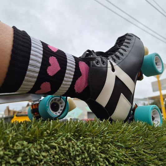 Heartbreaker Pink Mid High Skate Socks