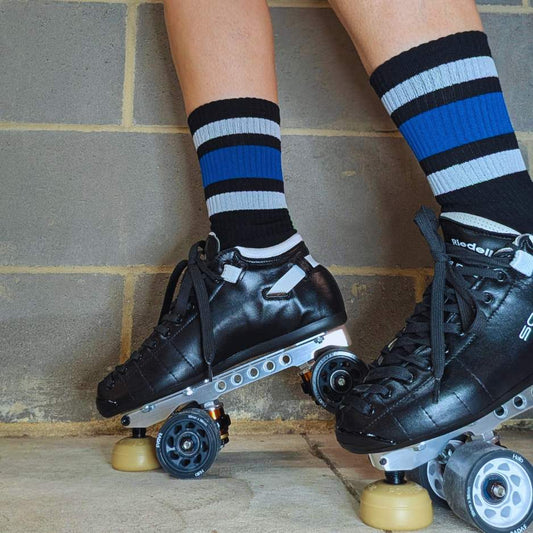 Old School Baby Socks Team Blue Mid High Skate Socks Black Blue