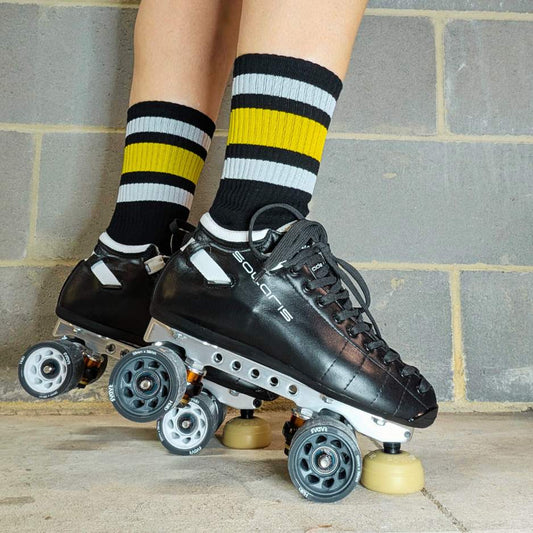 Old School Baby Socks Rollerskate Team Yellow Black