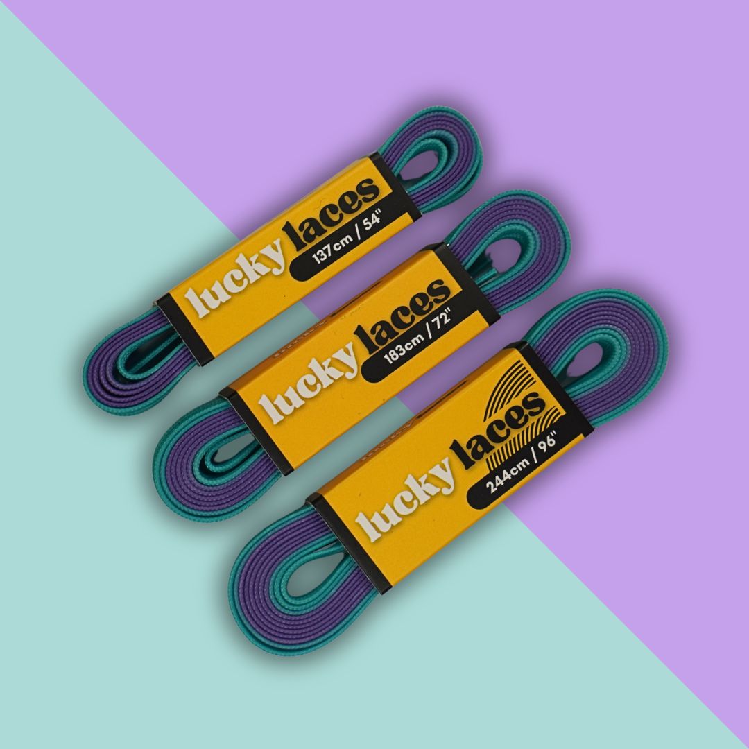 Lucky Laces Aqua Purple Duet Laces 54" (137cm), 72" (183cm), 96" (244cm) 