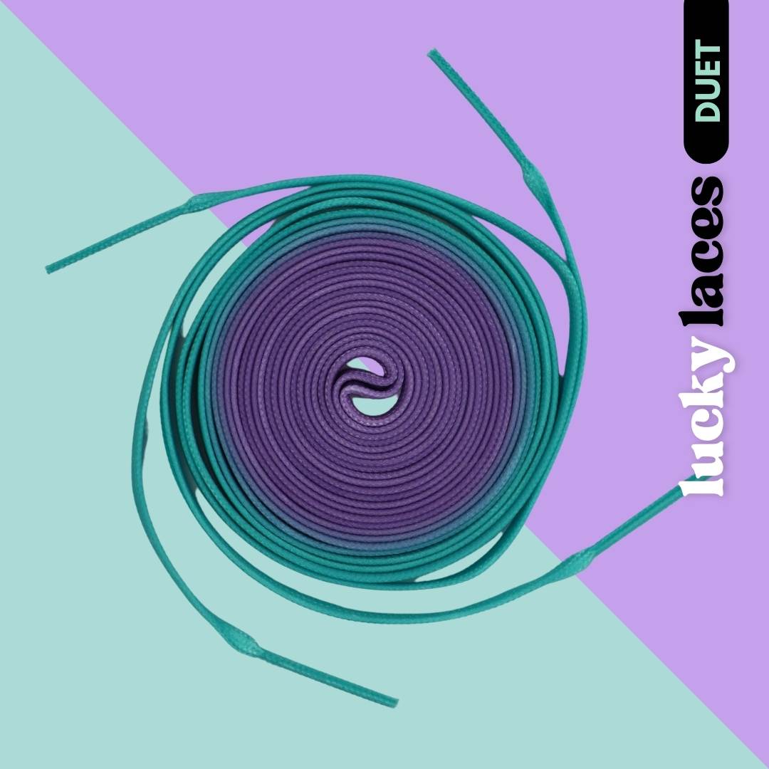 Lucky Laces Aqua Purple Duet Laces 54" (137cm), 72" (183cm), 96" (244cm) 