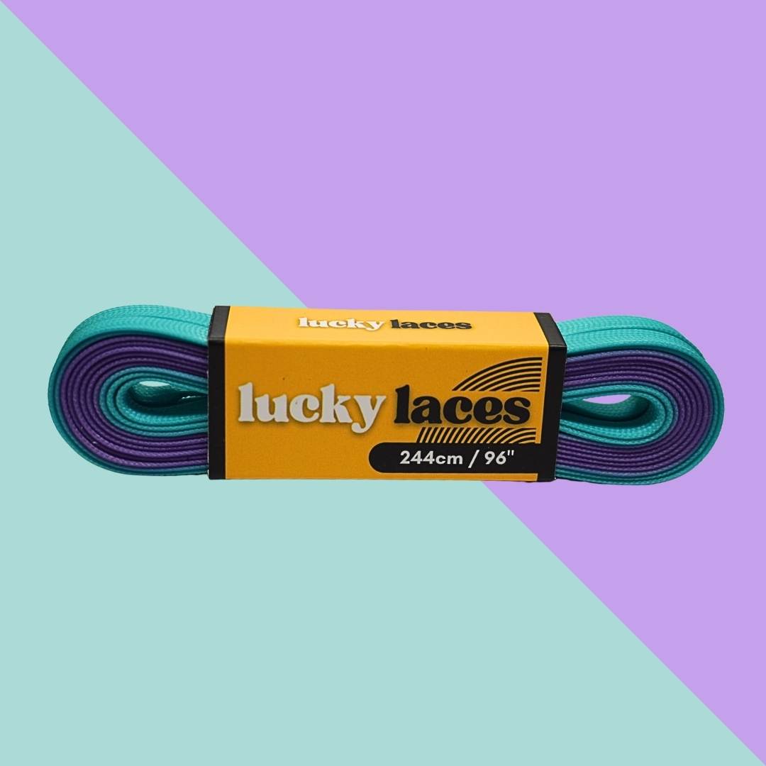 Lucky Laces Aqua Purple Duet Ombre Fade Laces 54" (137cm), 72" (183cm), 96" (244cm) 
