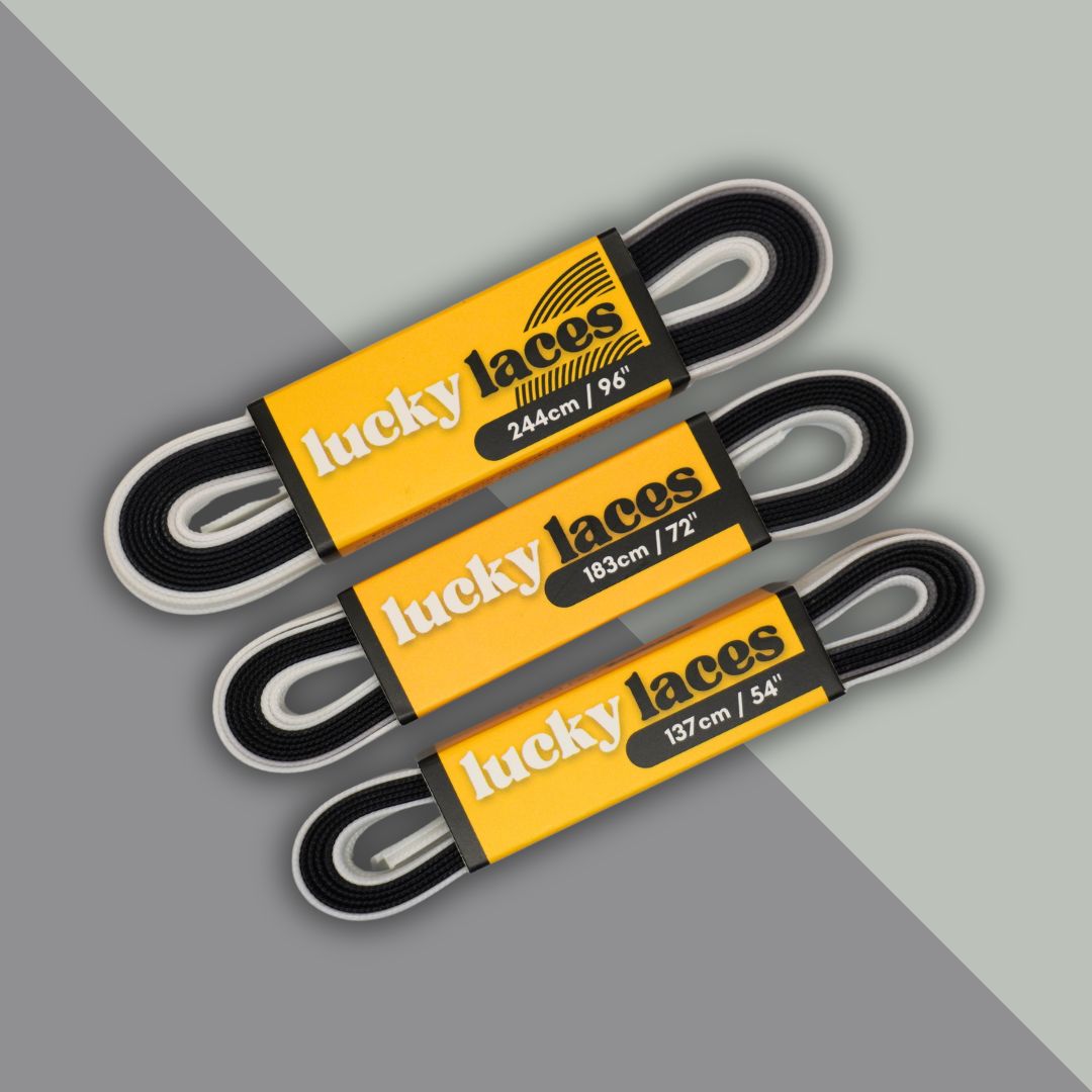 Lucky Laces Black White Duet Ombre Fade Laces 54" (137cm), 72" (183cm), 96" (244cm) 