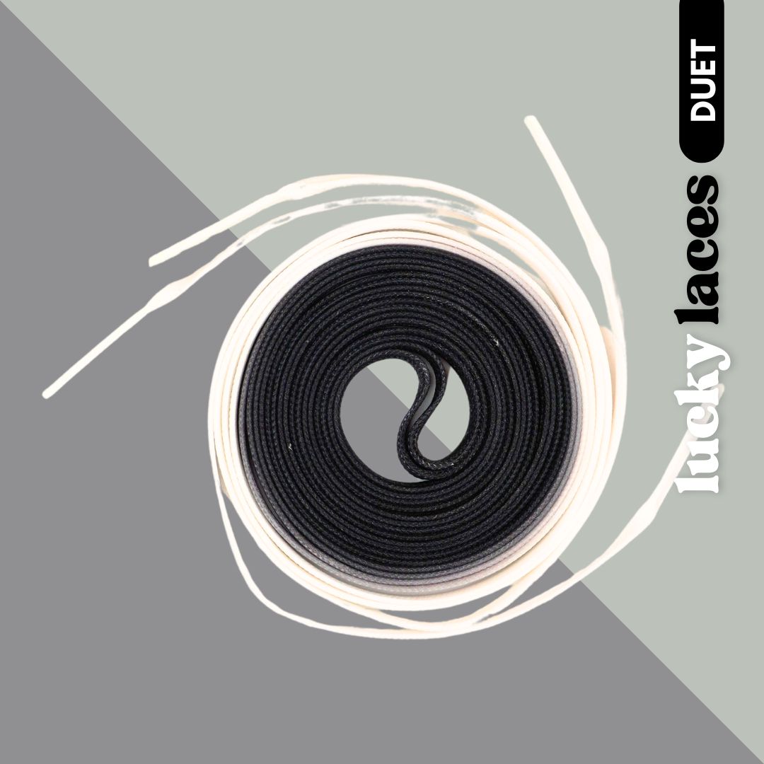 Lucky Laces Black White Duet Ombre Fade Laces 54" (137cm), 72" (183cm), 96" (244cm) 