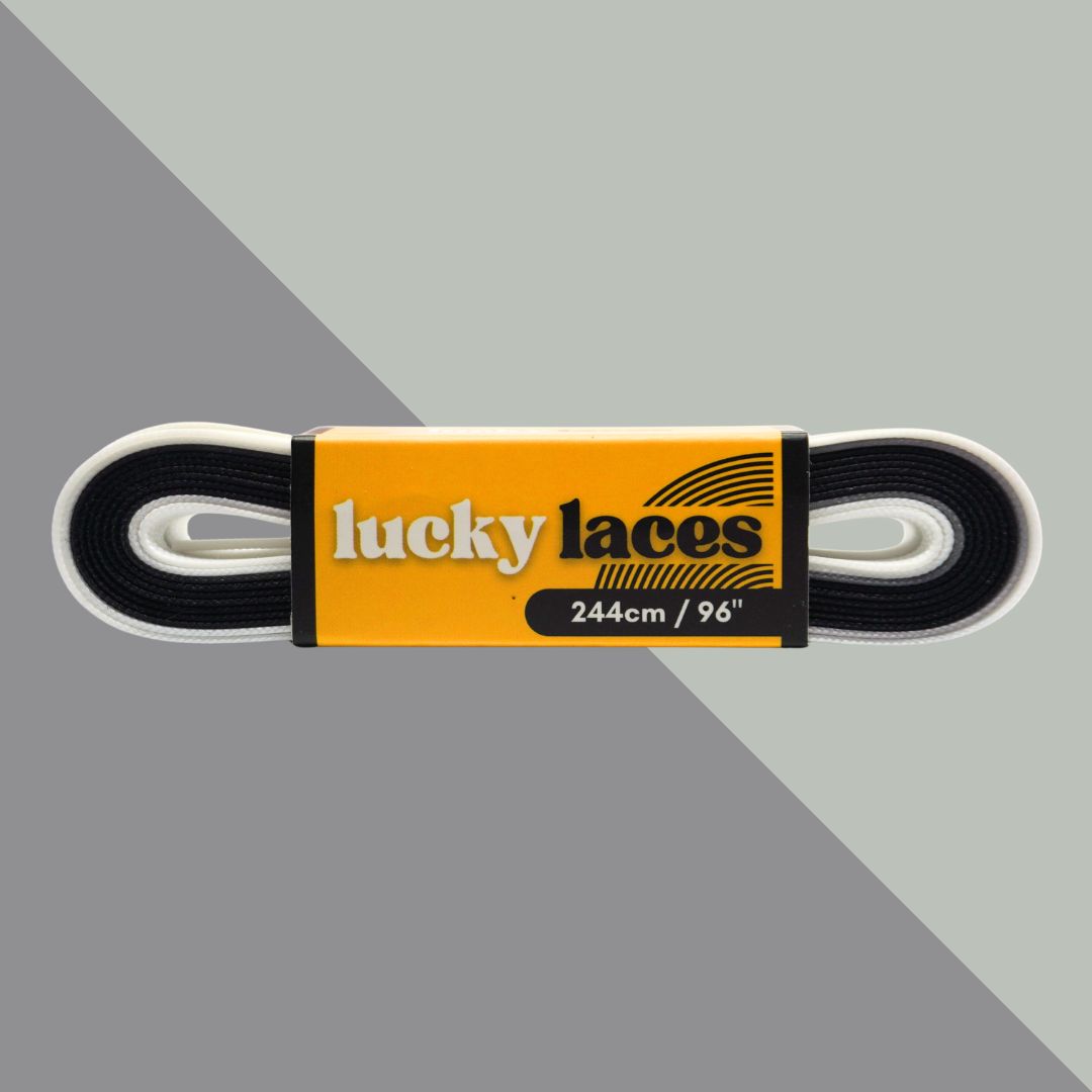 Lucky Laces Black White Duet Ombre Fade Laces 54" (137cm), 72" (183cm), 96" (244cm) 