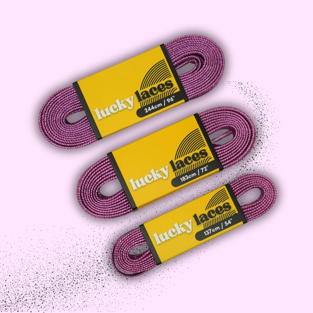 Lucky Laces Pink Purple Glitter Laces 54" (137cm), 72" (183cm), 96" (244cm)