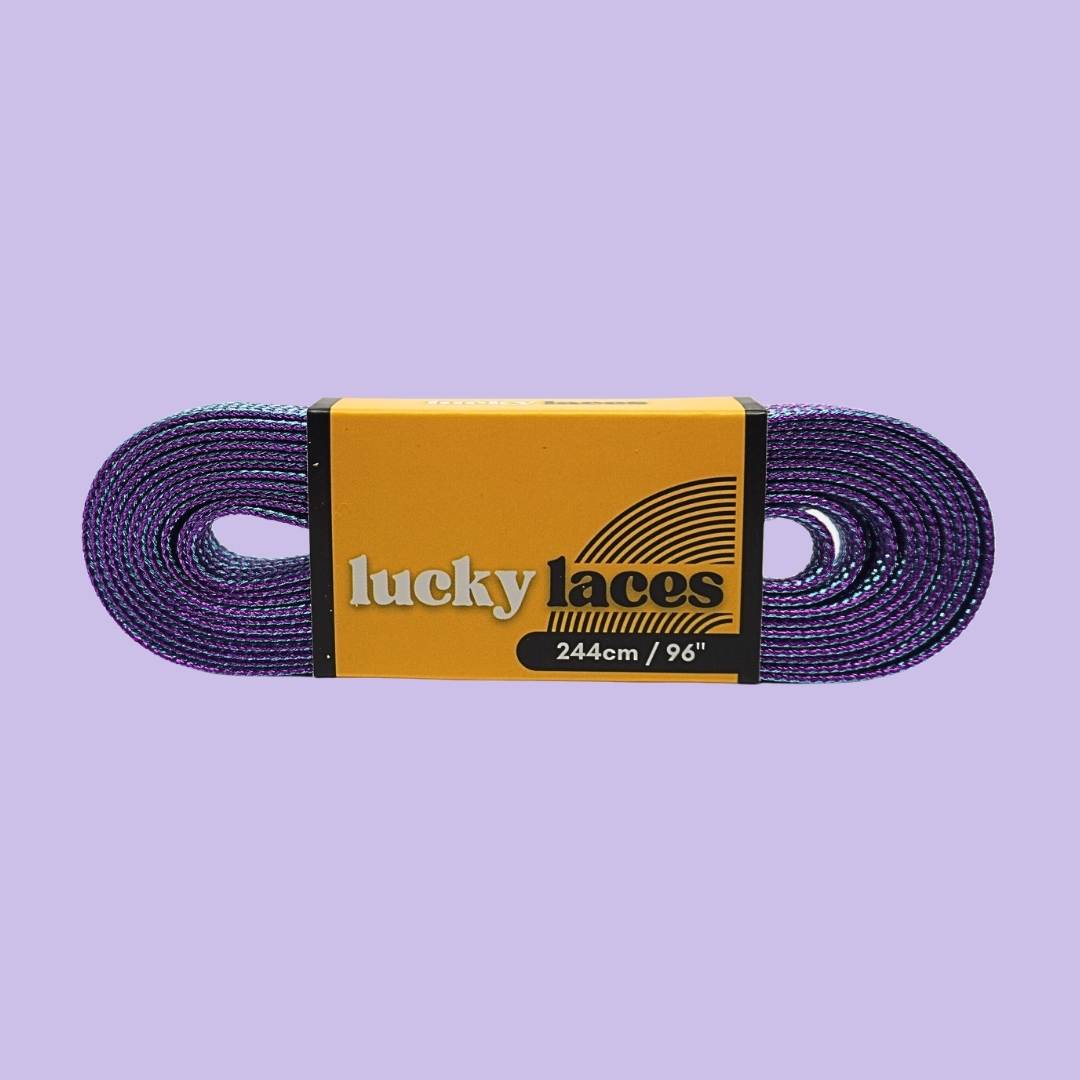 Lucky Laces Purple Teal Glitter Laces 54" (137cm), 72" (183cm), 96" (244cm)