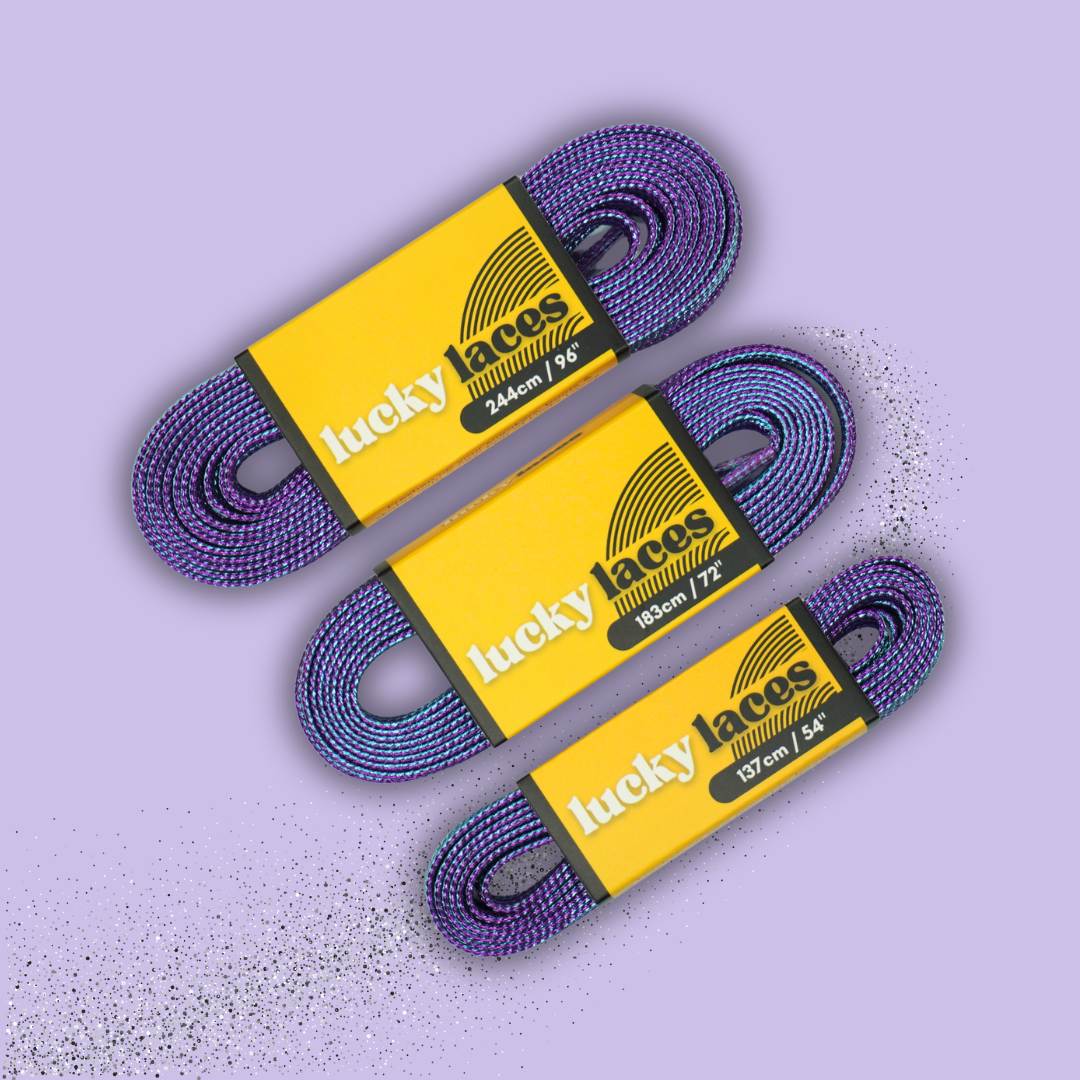Lucky Laces Purple Teal Glitter Laces 54" (137cm), 72" (183cm), 96" (244cm) 