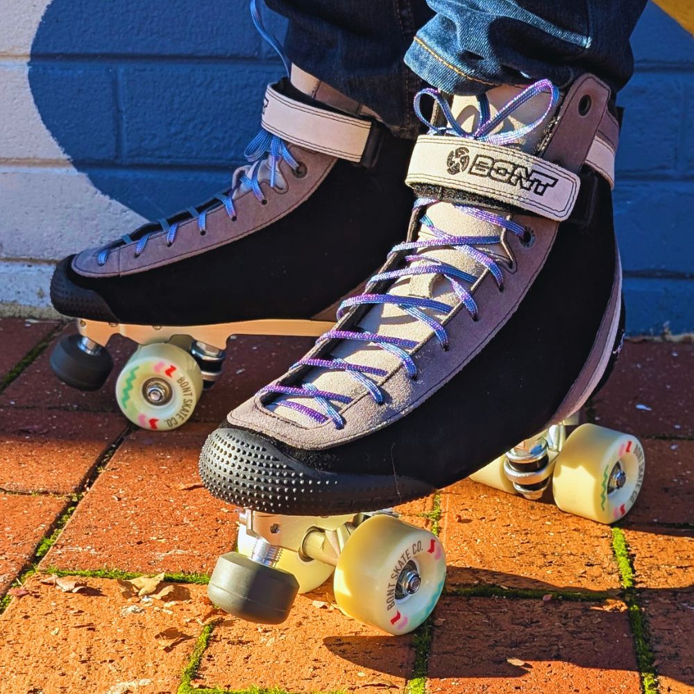 Lucky Laces Purple Teal Glitter Metallic Roller Skate Laces 