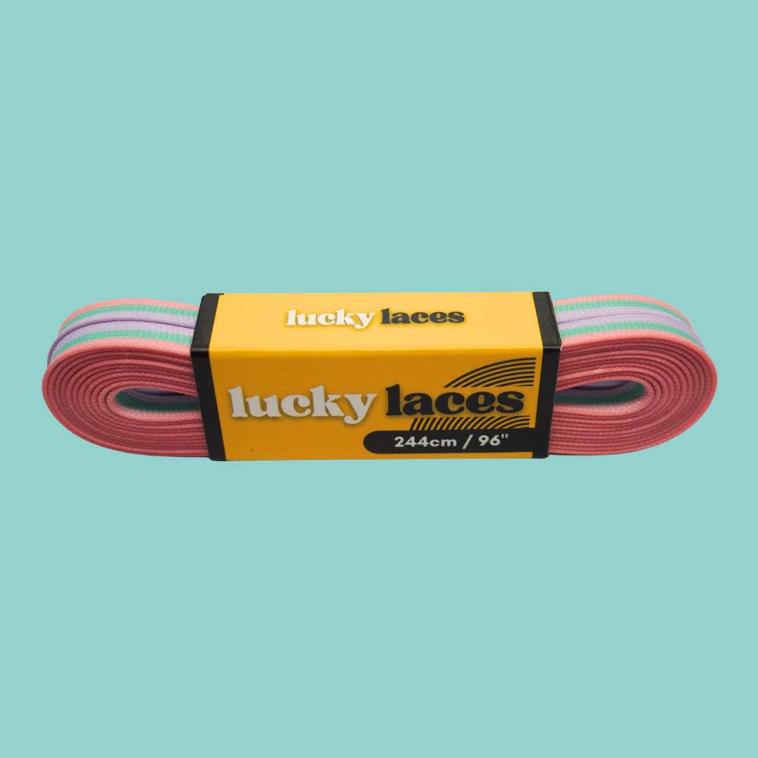 Lucky Laces Rainbow Ice-Cream Laces Pink, Aqua, Lilac 54" (137cm), 72" (183cm), 96" (244cm) 