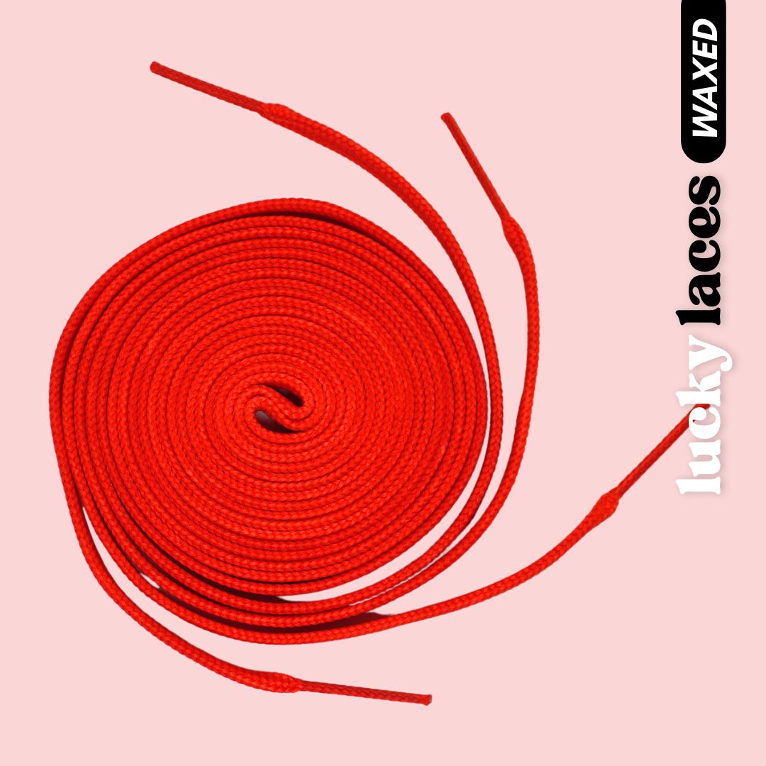Lucky Laces Danger Red Waxed Laces 54" (137cm), 72" (183cm), 96" (244cm) 