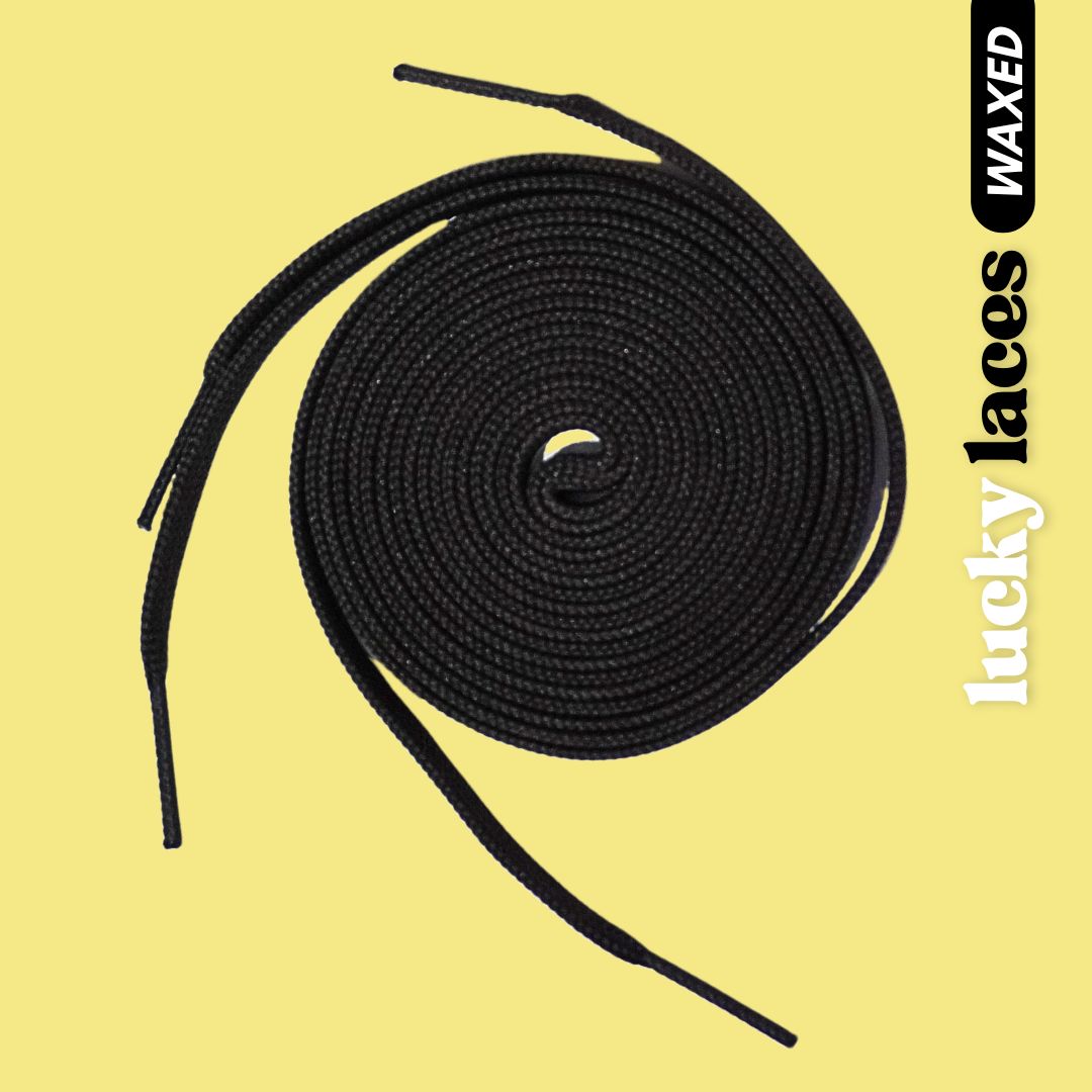 Lucky Laces Pitch Black Waxed Laces - 54" (137cm), 72" (183cm), 96" (244cm)