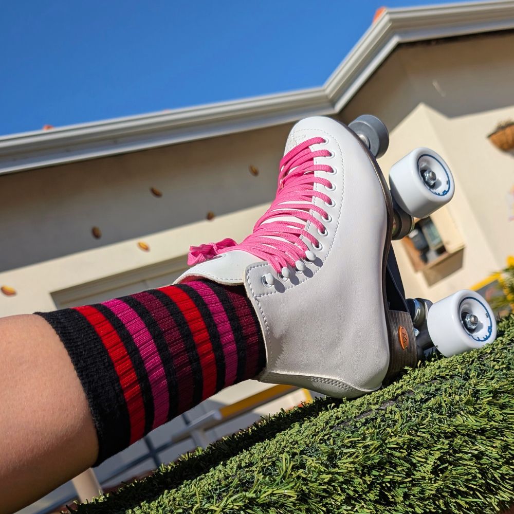 Old School Baby Skate Socks Raspberry Ripple Mid High Skate Socks Black Red Pink Maroon 
