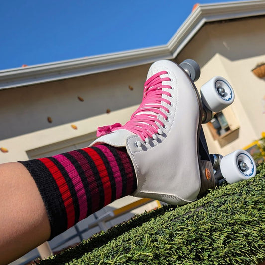 Old School Baby Skate Socks Raspberry Ripple Mid High Skate Socks Black Red Pink Maroon 
