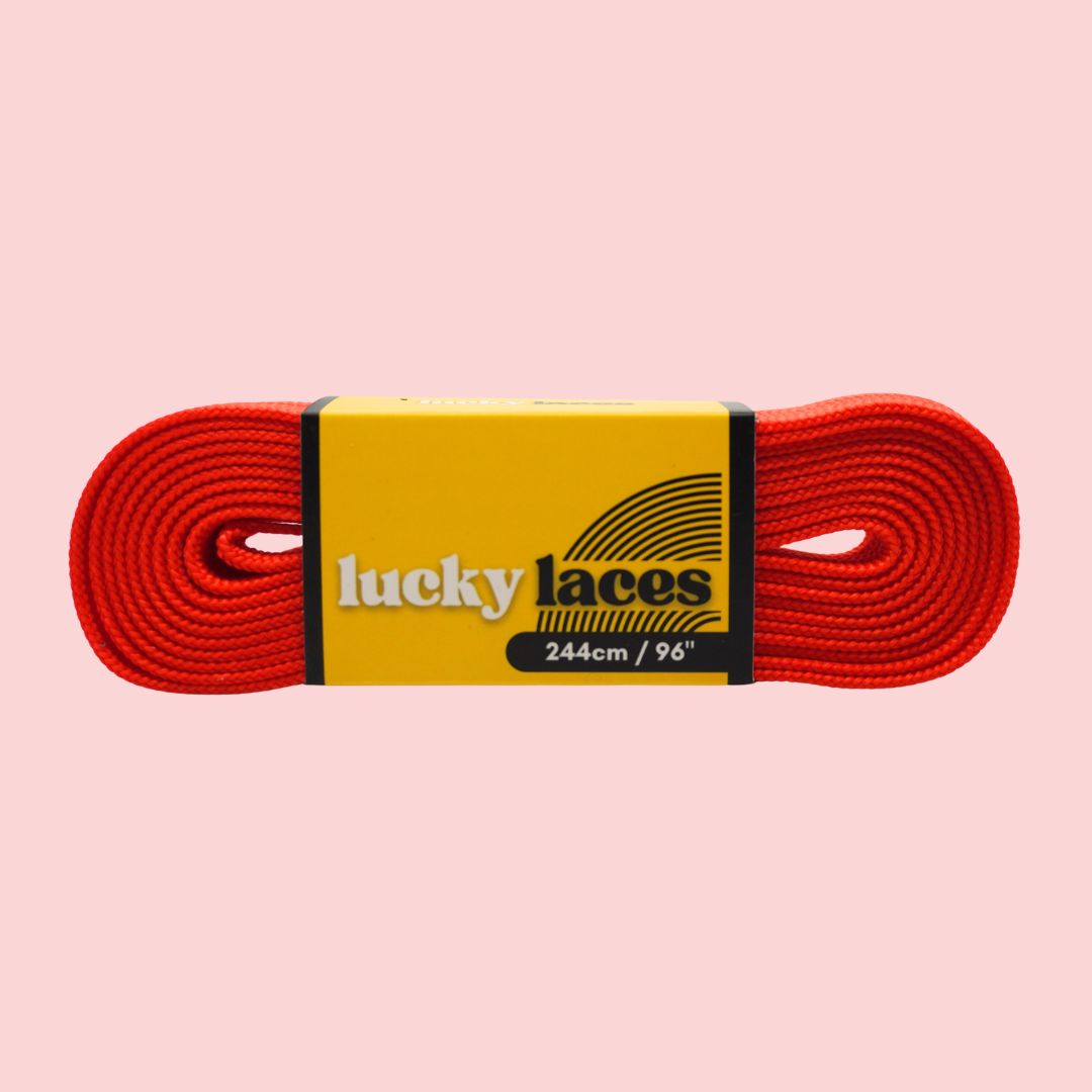 Lucky Laces Danger Red Waxed Laces 54" (137cm), 72" (183cm), 96" (244cm) 