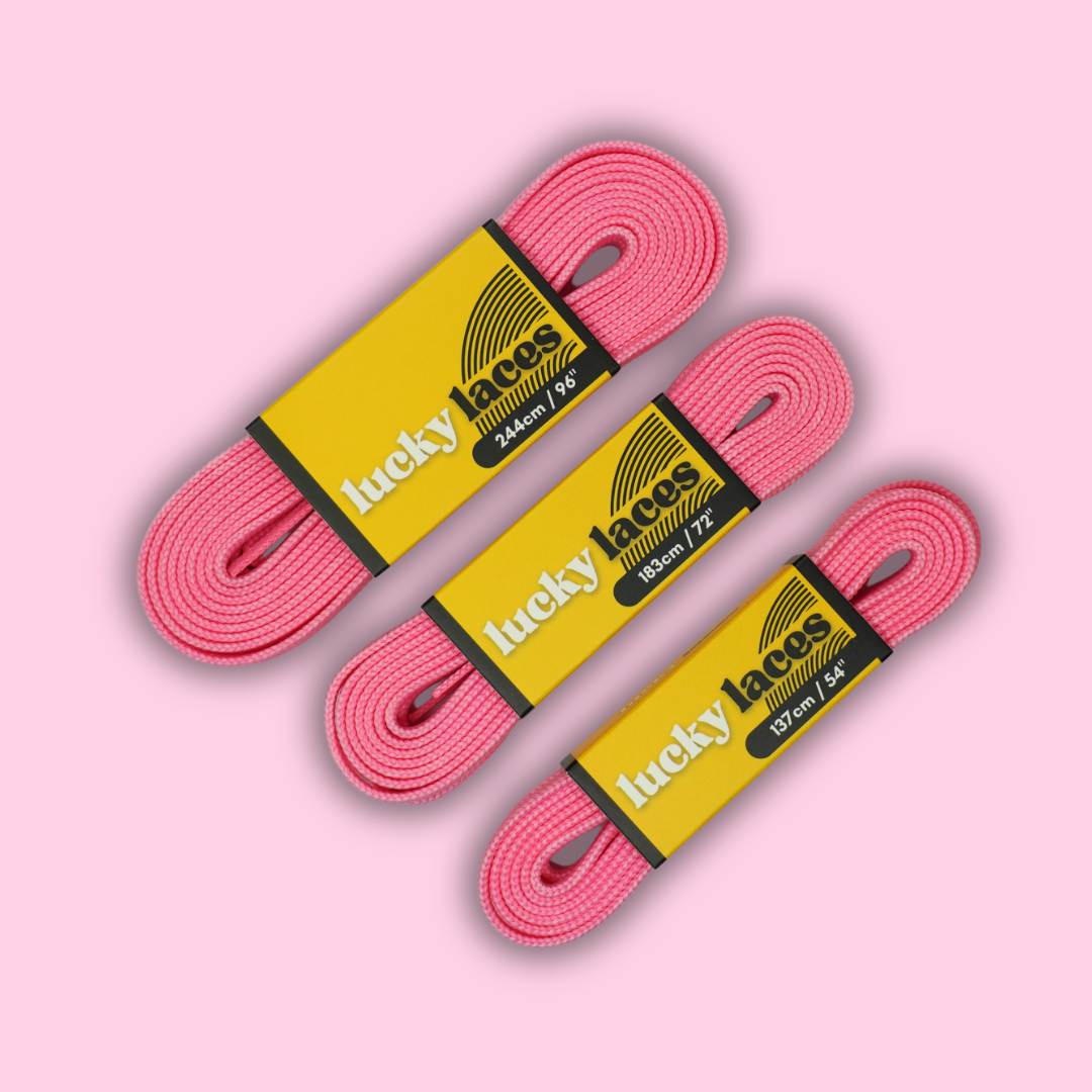 Lucky Laces Pink Frosting Waxed Skate Laces 54" (137cm), 72" (183cm), 96" (244cm) - Lucky Laces