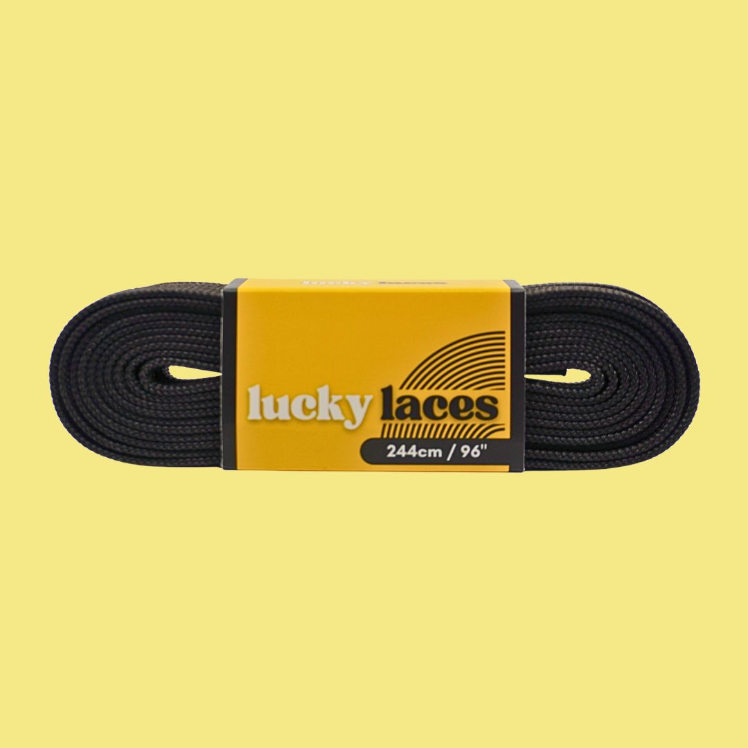 Lucky Laces Pitch Black Waxed Laces - 54" (137cm), 72" (183cm), 96" (244cm)