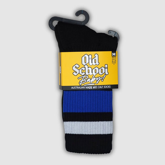 Old School Baby Socks Team Blue Mid High Skate Socks Black Blue 