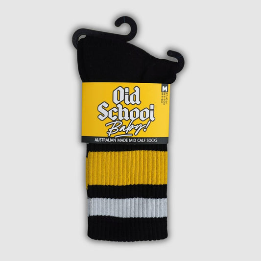 Old School Baby Socks Team Yellow Black Mid High  