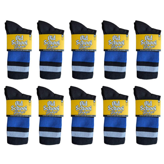 Old School Baby Socks Team Blue Mid High Skate Socks Black Blue 10 Pack