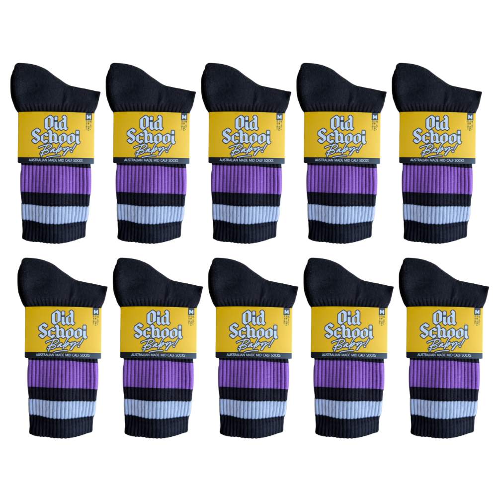 Old School Baby Team Purple Mid High Skate Socks 10 Pack 