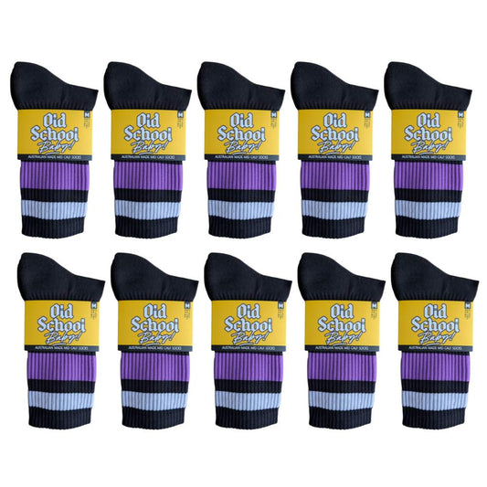 Old School Baby Team Purple Mid High Skate Socks 10 Pack 