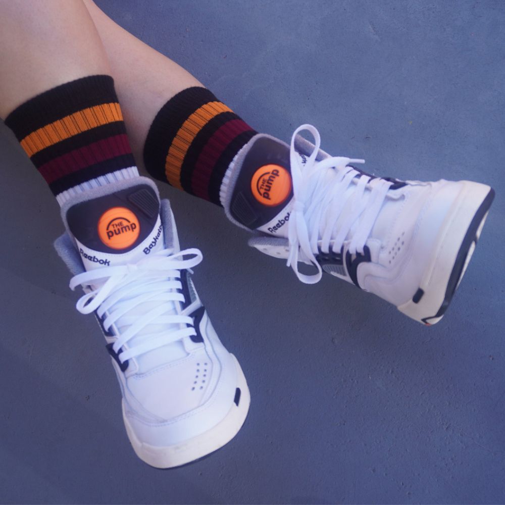 Old School Baby Socks Champ Mid High Skate Socks Black Marron Gold White