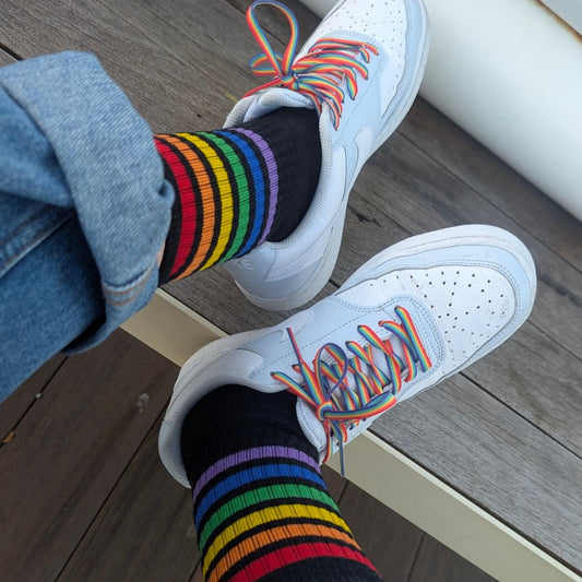Old School Baby Socks Lucky Rainbow Black Plus Lucky Laces Rainbow Waxed Laces Combo 
