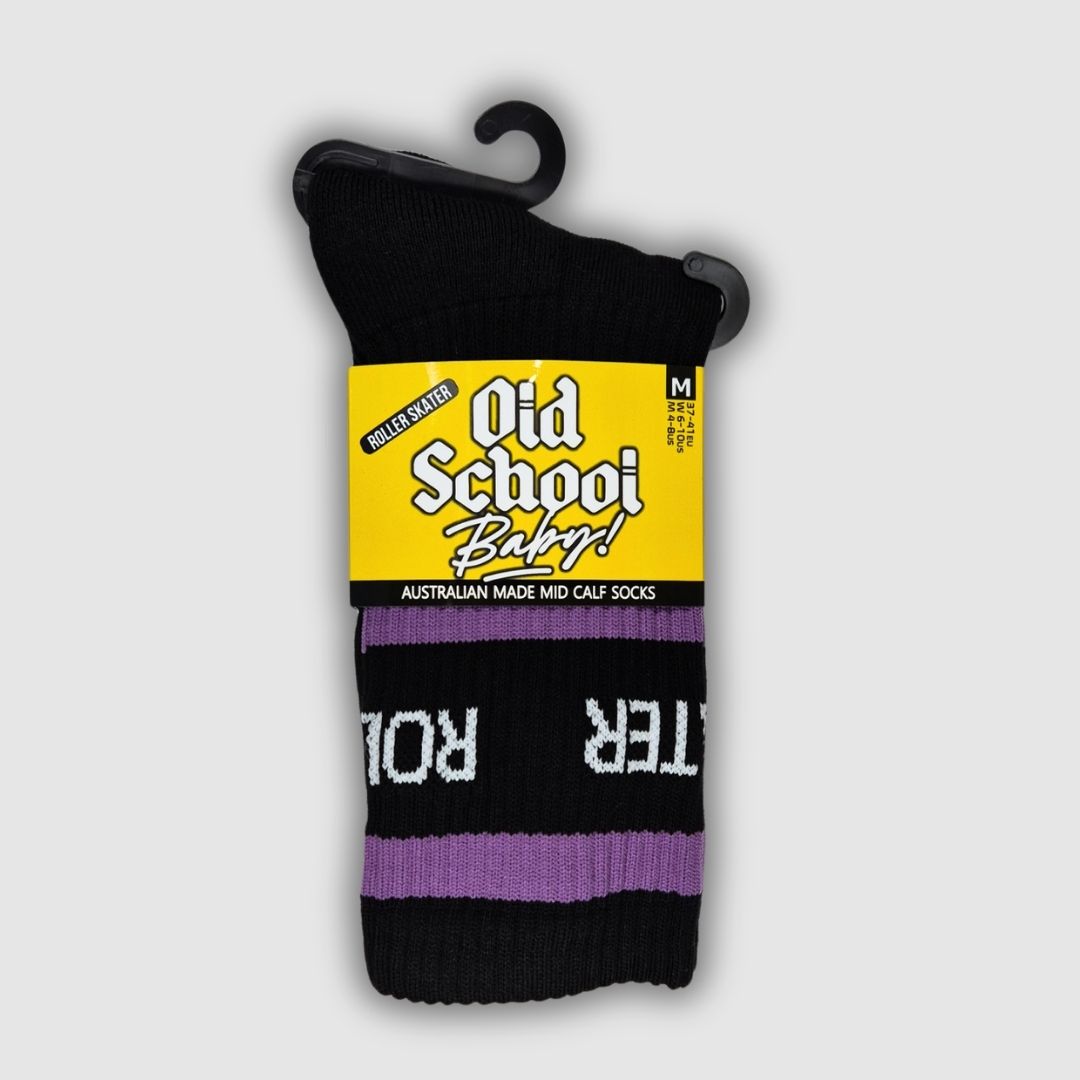 Roller Skater Purple Mid High Skate Socks