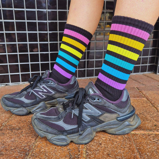 Pastel Rainbow Mid High Skate Socks