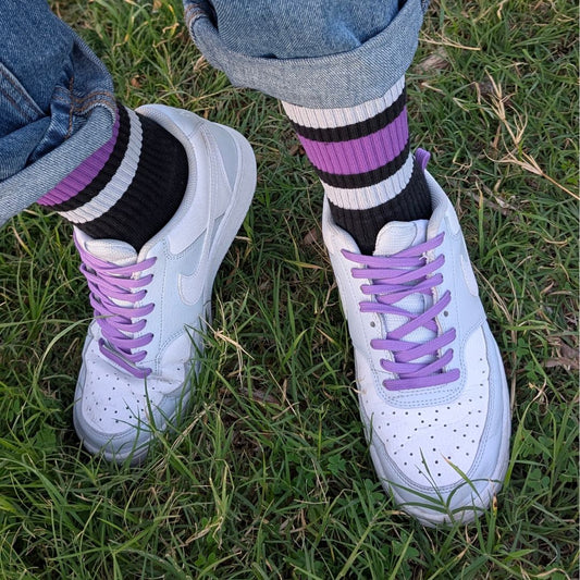 Old School Baby Team Purple Mid High Socks Black Purple