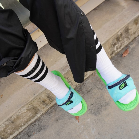 Old School Baby Cool Cats Mid High Skate Socks White Black - Old School Baby!